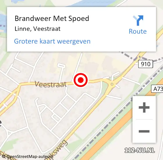 Locatie op kaart van de 112 melding: Brandweer Met Spoed Naar Linne, Veestraat op 14 juni 2023 17:49