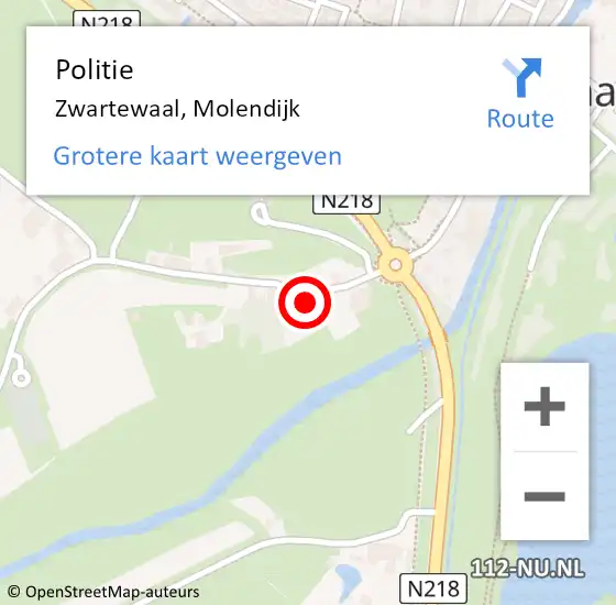 Locatie op kaart van de 112 melding: Politie Zwartewaal, Molendijk op 14 juni 2023 17:54