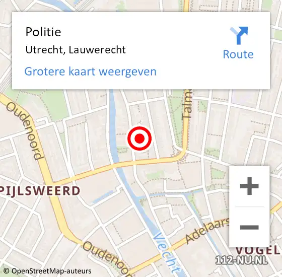 Locatie op kaart van de 112 melding: Politie Utrecht, Lauwerecht op 14 juni 2023 18:32