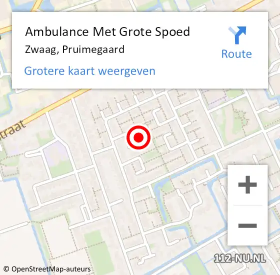 Locatie op kaart van de 112 melding: Ambulance Met Grote Spoed Naar Zwaag, Pruimegaard op 14 juni 2023 18:40