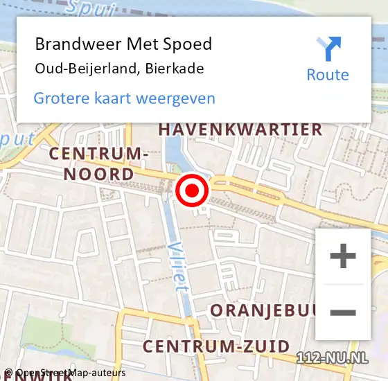 Locatie op kaart van de 112 melding: Brandweer Met Spoed Naar Oud-Beijerland, Bierkade op 14 juni 2023 18:50