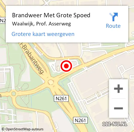 Locatie op kaart van de 112 melding: Brandweer Met Grote Spoed Naar Waalwijk, Prof. Asserweg op 14 juni 2023 18:51