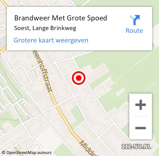 Locatie op kaart van de 112 melding: Brandweer Met Grote Spoed Naar Soest, Lange Brinkweg op 14 juni 2023 19:10