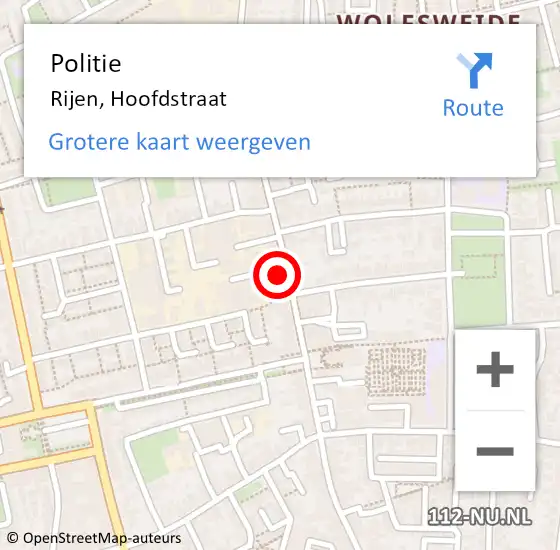 Locatie op kaart van de 112 melding: Politie Rijen, Hoofdstraat op 14 juni 2023 19:12