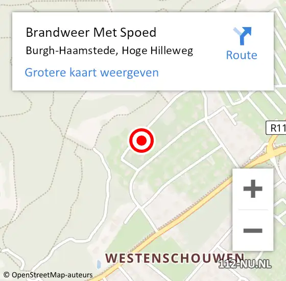 Locatie op kaart van de 112 melding: Brandweer Met Spoed Naar Burgh-Haamstede, Hoge Hilleweg op 14 juni 2023 19:18