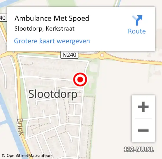 Locatie op kaart van de 112 melding: Ambulance Met Spoed Naar Slootdorp, Kerkstraat op 14 juni 2023 19:34