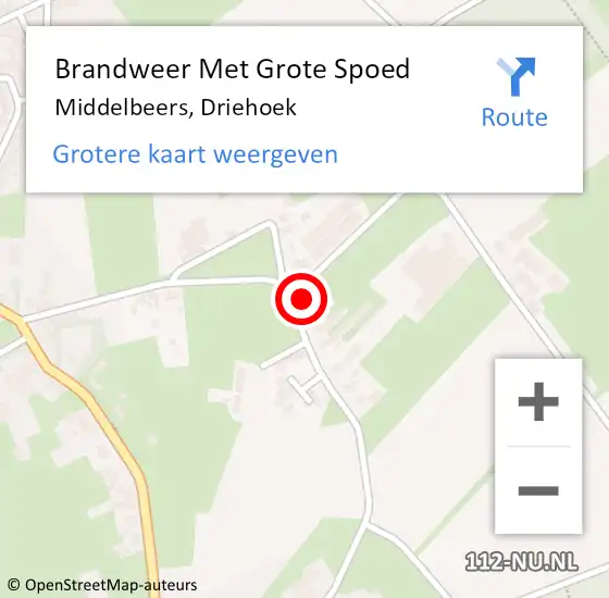 Locatie op kaart van de 112 melding: Brandweer Met Grote Spoed Naar Middelbeers, Driehoek op 14 juni 2023 19:45