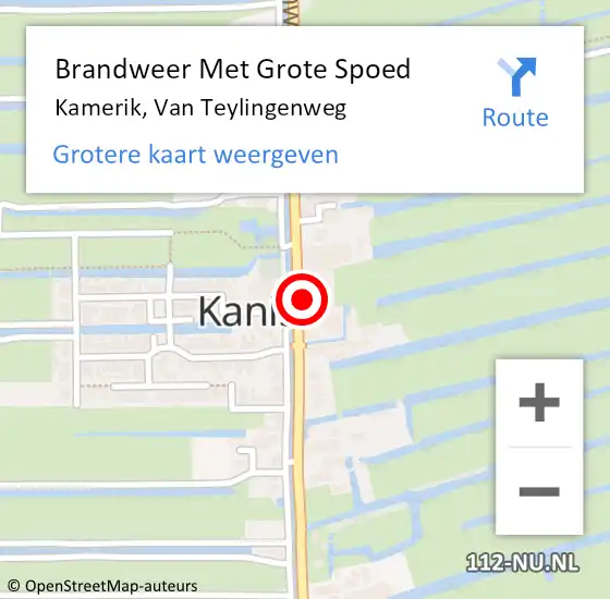 Locatie op kaart van de 112 melding: Brandweer Met Grote Spoed Naar Kamerik, Van Teylingenweg op 14 juni 2023 20:23