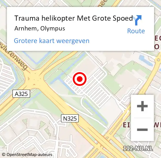 Locatie op kaart van de 112 melding: Trauma helikopter Met Grote Spoed Naar Arnhem, Olympus op 14 juni 2023 20:33