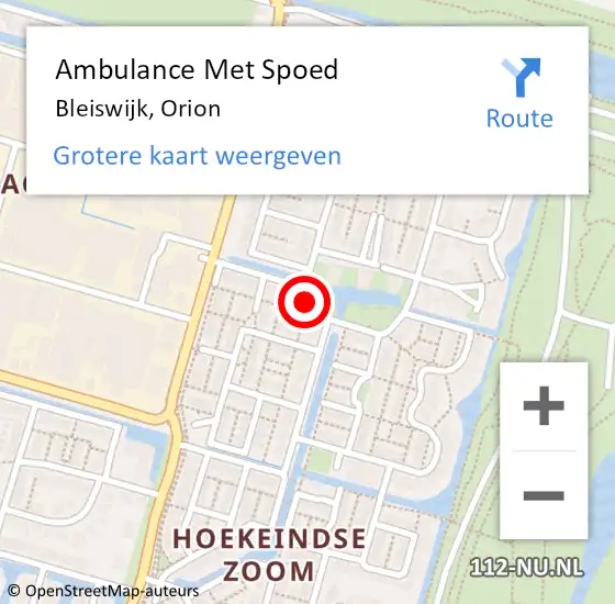 Locatie op kaart van de 112 melding: Ambulance Met Spoed Naar Bleiswijk, Orion op 14 juni 2023 20:41