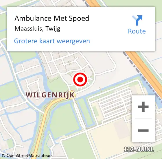 Locatie op kaart van de 112 melding: Ambulance Met Spoed Naar Maassluis, Twijg op 14 juni 2023 20:45