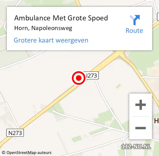Locatie op kaart van de 112 melding: Ambulance Met Grote Spoed Naar Horn, Napoleonsweg op 14 juni 2023 20:48