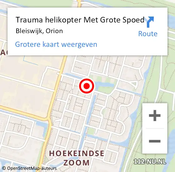 Locatie op kaart van de 112 melding: Trauma helikopter Met Grote Spoed Naar Bleiswijk, Orion op 14 juni 2023 20:50