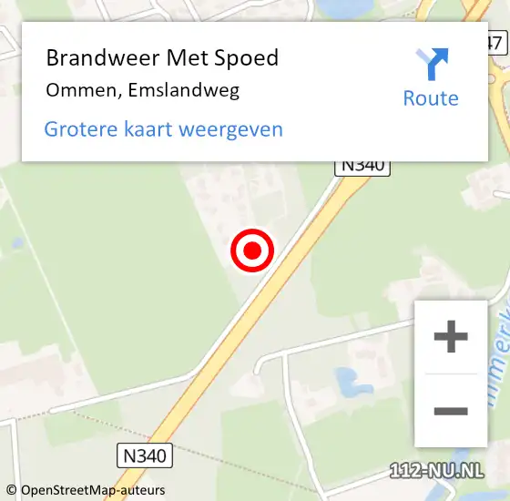 Locatie op kaart van de 112 melding: Brandweer Met Spoed Naar Ommen, Emslandweg op 14 juni 2023 20:54