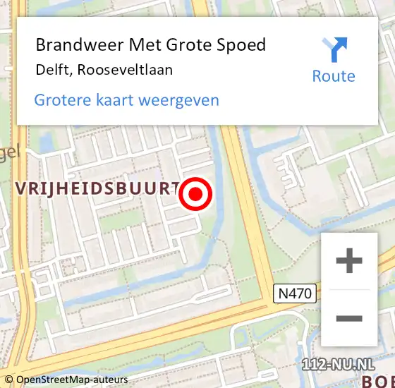 Locatie op kaart van de 112 melding: Brandweer Met Grote Spoed Naar Delft, Rooseveltlaan op 14 juni 2023 21:00
