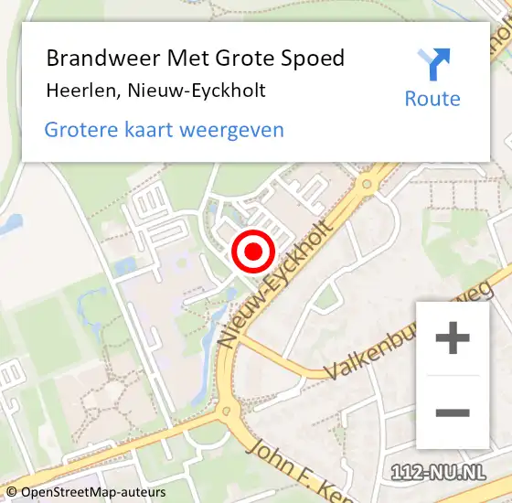 Locatie op kaart van de 112 melding: Brandweer Met Grote Spoed Naar Heerlen, Nieuw-Eyckholt op 14 juni 2023 21:13