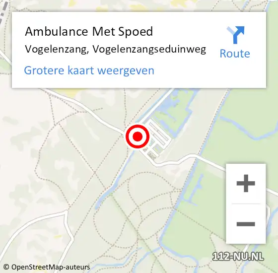 Locatie op kaart van de 112 melding: Ambulance Met Spoed Naar Vogelenzang, Vogelenzangseduinweg op 14 juni 2023 21:30