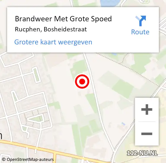 Locatie op kaart van de 112 melding: Brandweer Met Grote Spoed Naar Rucphen, Bosheidestraat op 14 juni 2023 21:37