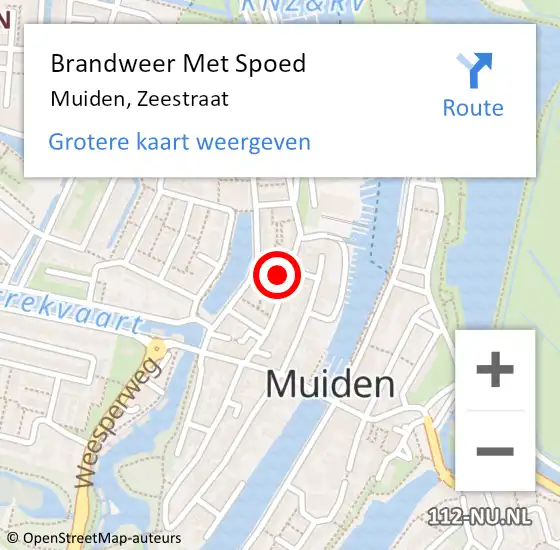 Locatie op kaart van de 112 melding: Brandweer Met Spoed Naar Muiden, Zeestraat op 14 juni 2023 21:44