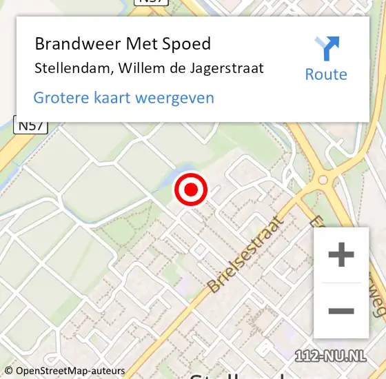 Locatie op kaart van de 112 melding: Brandweer Met Spoed Naar Stellendam, Willem de Jagerstraat op 14 juni 2023 22:03