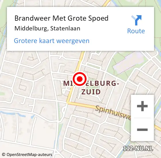 Locatie op kaart van de 112 melding: Brandweer Met Grote Spoed Naar Middelburg, Statenlaan op 14 juni 2023 22:03