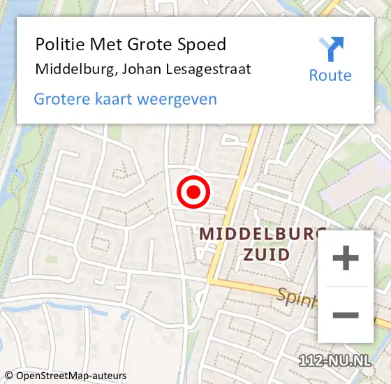 Locatie op kaart van de 112 melding: Politie Met Grote Spoed Naar Middelburg, Johan Lesagestraat op 14 juni 2023 22:05