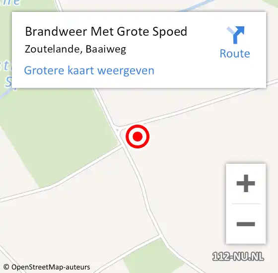 Locatie op kaart van de 112 melding: Brandweer Met Grote Spoed Naar Zoutelande, Baaiweg op 14 juni 2023 22:39