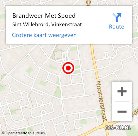 Locatie op kaart van de 112 melding: Brandweer Met Spoed Naar Sint Willebrord, Vinkenstraat op 14 juni 2023 22:49