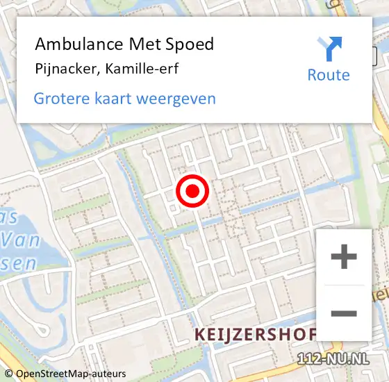 Locatie op kaart van de 112 melding: Ambulance Met Spoed Naar Pijnacker, Kamille-erf op 14 juni 2023 22:49