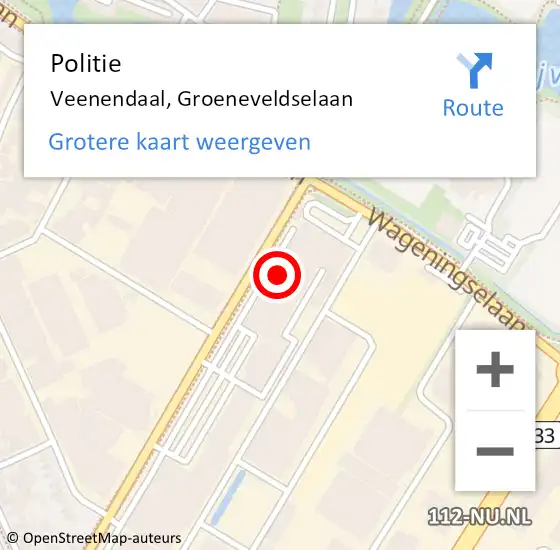 Locatie op kaart van de 112 melding: Politie Veenendaal, Groeneveldselaan op 14 juni 2023 22:56