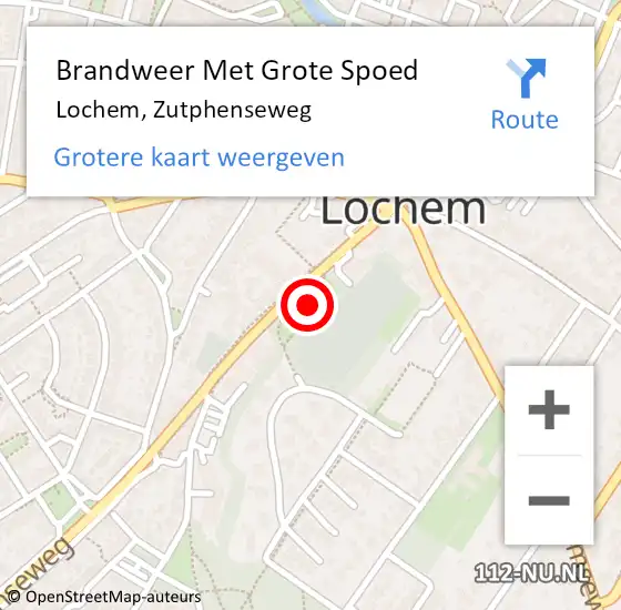 Locatie op kaart van de 112 melding: Brandweer Met Grote Spoed Naar Lochem, Zutphenseweg op 14 juni 2023 23:55