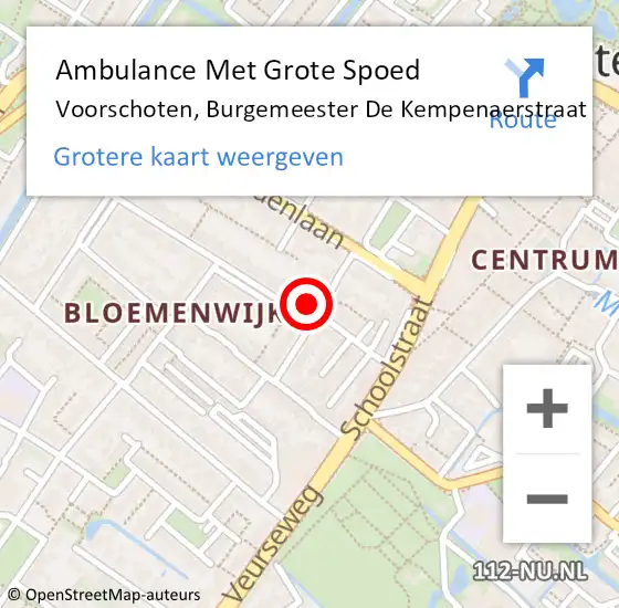 Locatie op kaart van de 112 melding: Ambulance Met Grote Spoed Naar Voorschoten, Burgemeester De Kempenaerstraat op 15 juni 2023 00:10