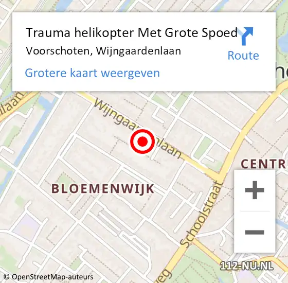 Locatie op kaart van de 112 melding: Trauma helikopter Met Grote Spoed Naar Voorschoten, Wijngaardenlaan op 15 juni 2023 00:12