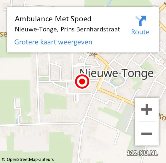 Locatie op kaart van de 112 melding: Ambulance Met Spoed Naar Nieuwe-Tonge, Prins Bernhardstraat op 15 juni 2023 00:58