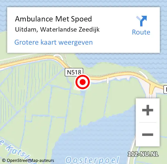 Locatie op kaart van de 112 melding: Ambulance Met Spoed Naar Uitdam, Waterlandse Zeedijk op 15 juni 2023 01:38