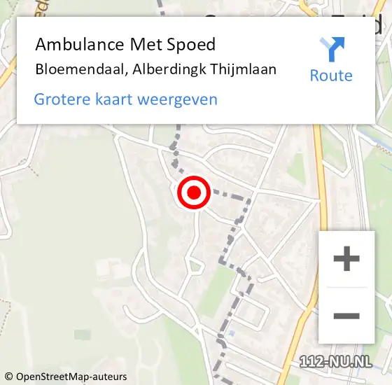 Locatie op kaart van de 112 melding: Ambulance Met Spoed Naar Bloemendaal, Alberdingk Thijmlaan op 15 juni 2023 02:39