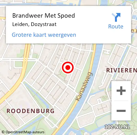 Locatie op kaart van de 112 melding: Brandweer Met Spoed Naar Leiden, Dozystraat op 15 juni 2023 03:36