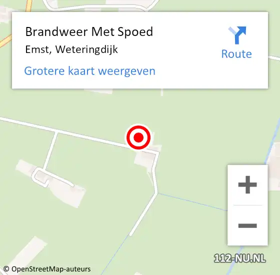 Locatie op kaart van de 112 melding: Brandweer Met Spoed Naar Emst, Weteringdijk op 15 juni 2023 06:49