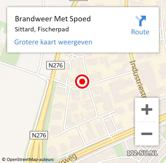 Locatie op kaart van de 112 melding: Brandweer Met Spoed Naar Sittard, Fischerpad op 15 juni 2023 07:28