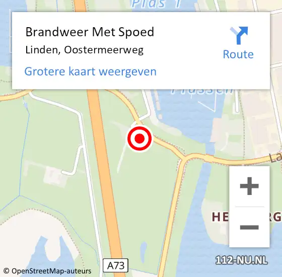 Locatie op kaart van de 112 melding: Brandweer Met Spoed Naar Linden, Oostermeerweg op 15 juni 2023 08:07