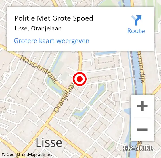 Locatie op kaart van de 112 melding: Politie Met Grote Spoed Naar Lisse, Oranjelaan op 15 juni 2023 08:15