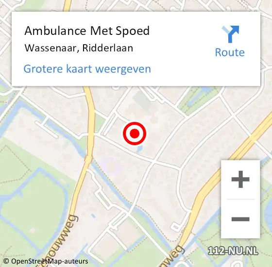 Locatie op kaart van de 112 melding: Ambulance Met Spoed Naar Wassenaar, Ridderlaan op 15 juni 2023 09:30