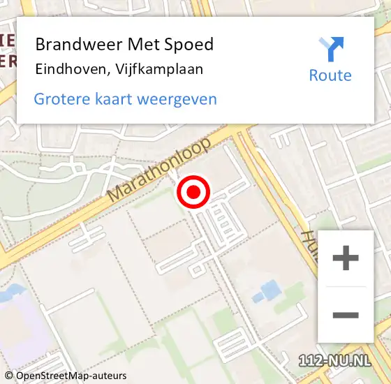 Locatie op kaart van de 112 melding: Brandweer Met Spoed Naar Eindhoven, Vijfkamplaan op 15 juni 2023 09:59