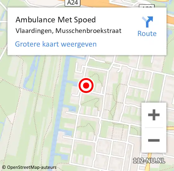 Locatie op kaart van de 112 melding: Ambulance Met Spoed Naar Vlaardingen, Musschenbroekstraat op 15 juni 2023 10:09