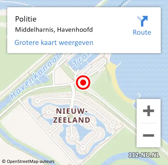 Locatie op kaart van de 112 melding: Politie Middelharnis, Havenhoofd op 15 juni 2023 10:20