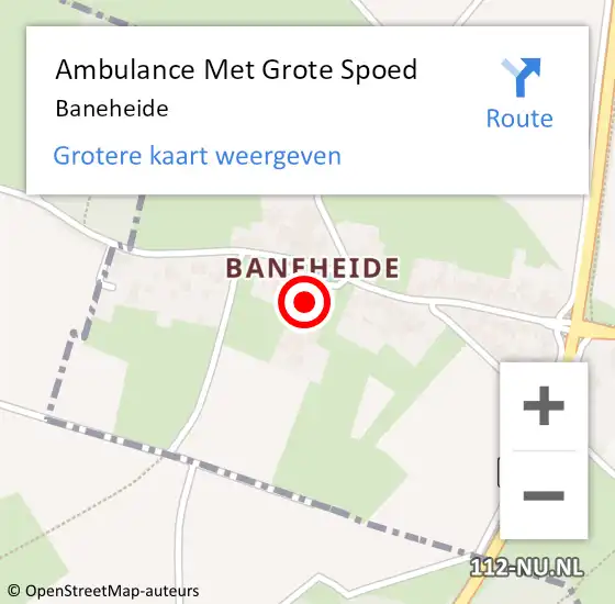 Locatie op kaart van de 112 melding: Ambulance Met Grote Spoed Naar Baneheide op 29 augustus 2014 03:07