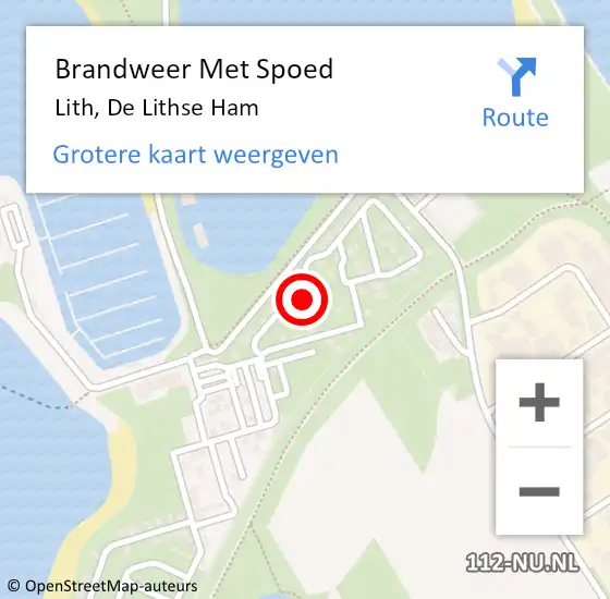 Locatie op kaart van de 112 melding: Brandweer Met Spoed Naar Lith, De Lithse Ham op 15 juni 2023 10:38