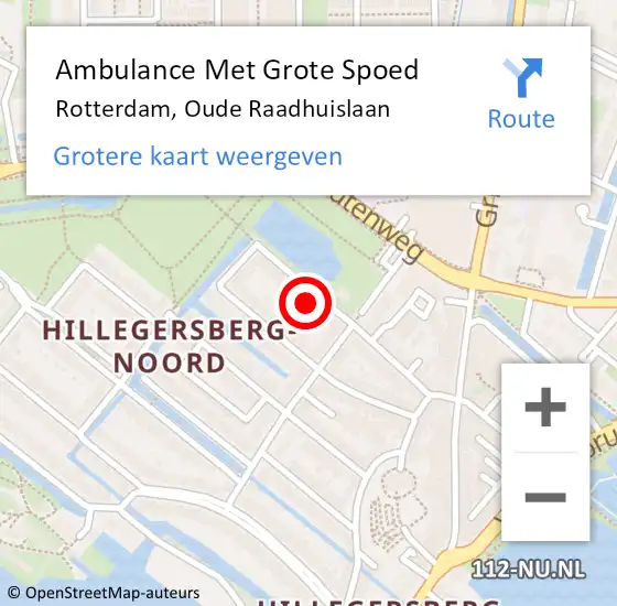 Locatie op kaart van de 112 melding: Ambulance Met Grote Spoed Naar Rotterdam, Oude Raadhuislaan op 15 juni 2023 10:47