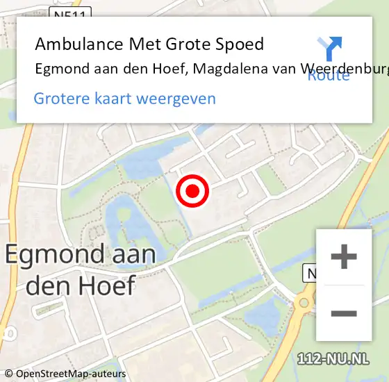 Locatie op kaart van de 112 melding: Ambulance Met Grote Spoed Naar Egmond aan den Hoef, Magdalena van Weerdenburglaan op 15 juni 2023 10:50