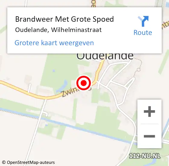 Locatie op kaart van de 112 melding: Brandweer Met Grote Spoed Naar Oudelande, Wilhelminastraat op 15 juni 2023 10:56